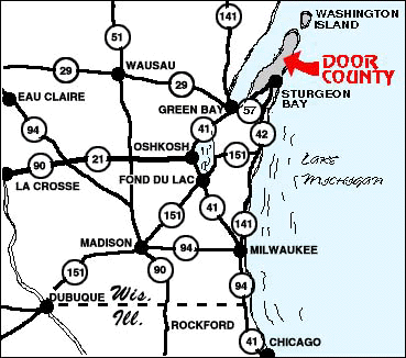 peninsula extends into Lake Michigan